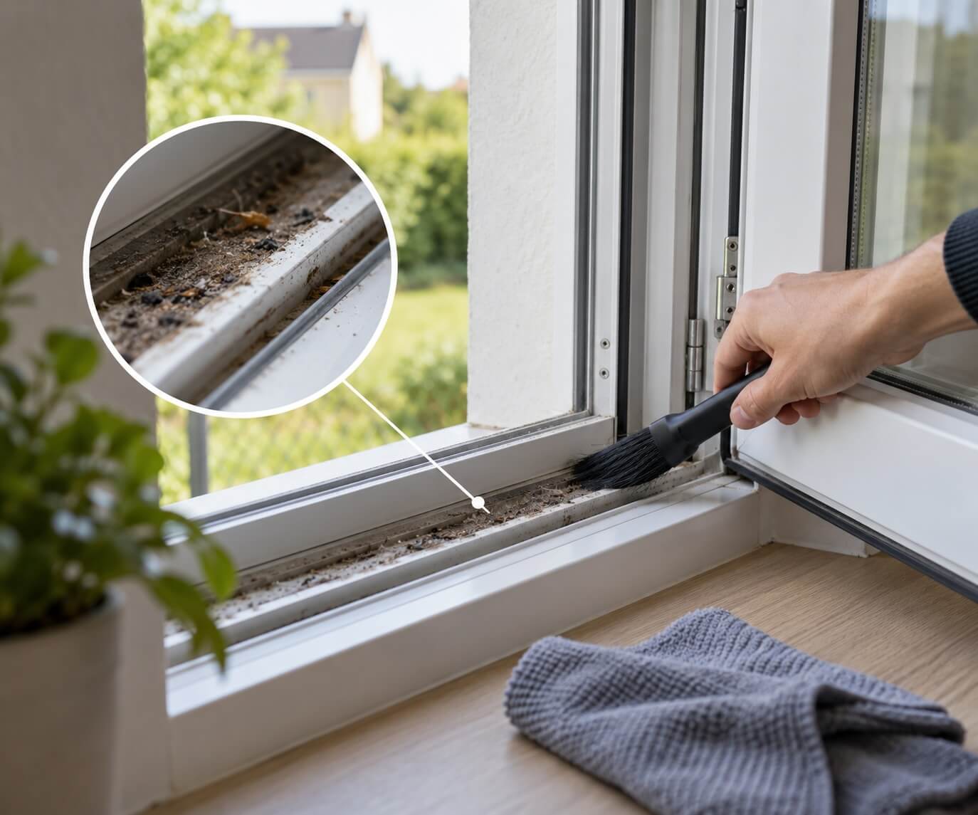 Nettoyage des rainures d’une fenêtre